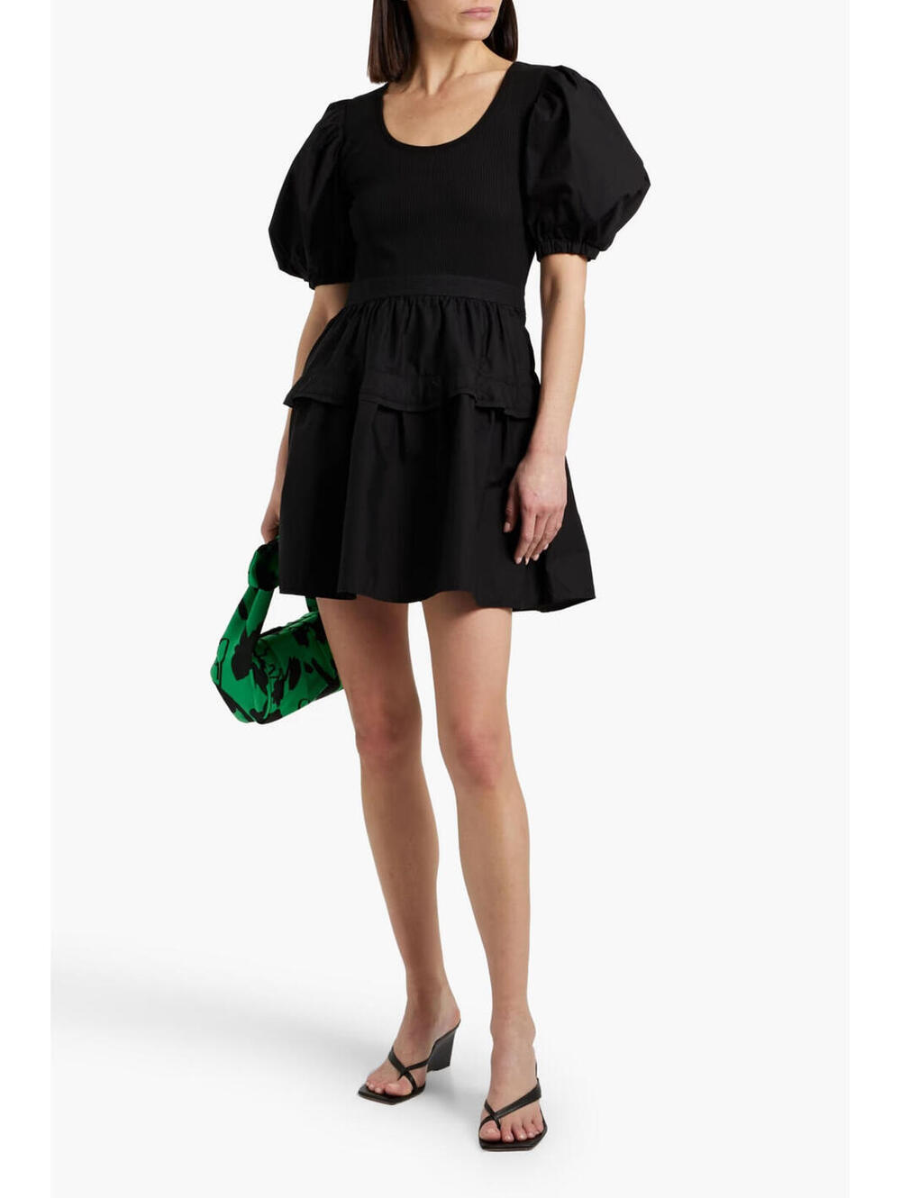 NEW, Ulla Johnson Tilda ribbed knit-paneled poplin mini dress Sz S #MD0221